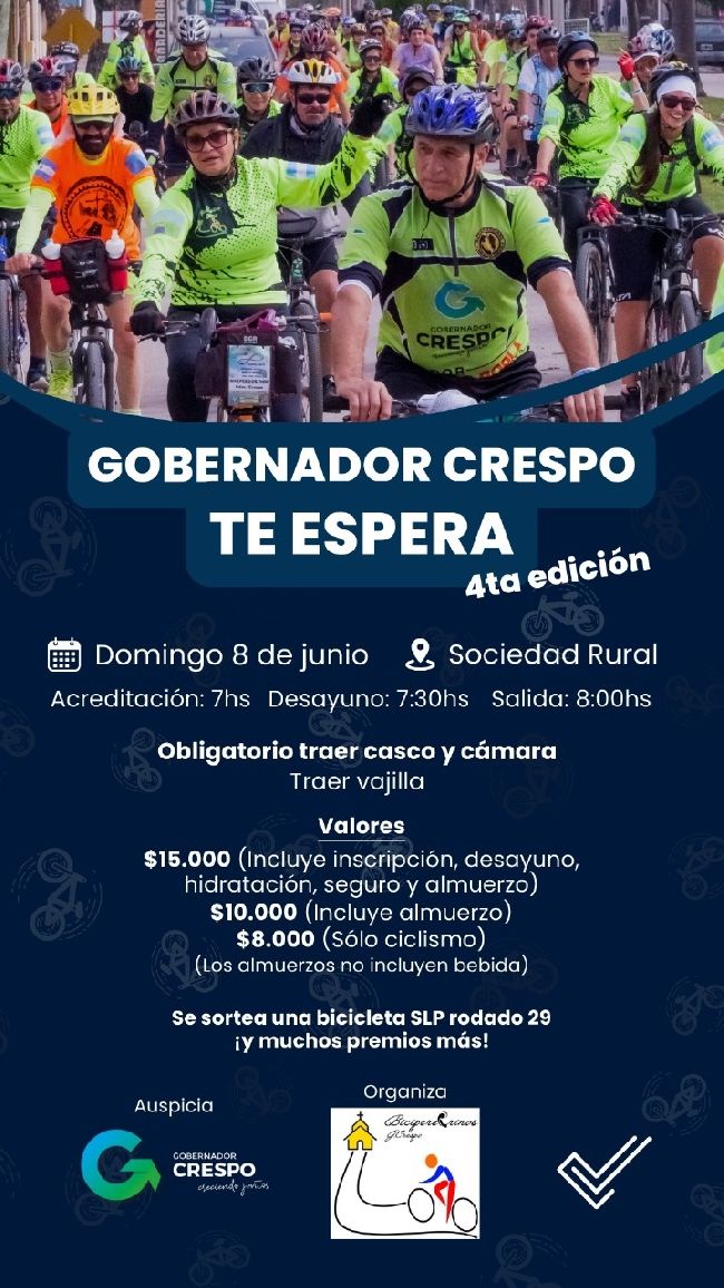 Biciperegrinos de Gobernador Crespo te invitan a pedalear